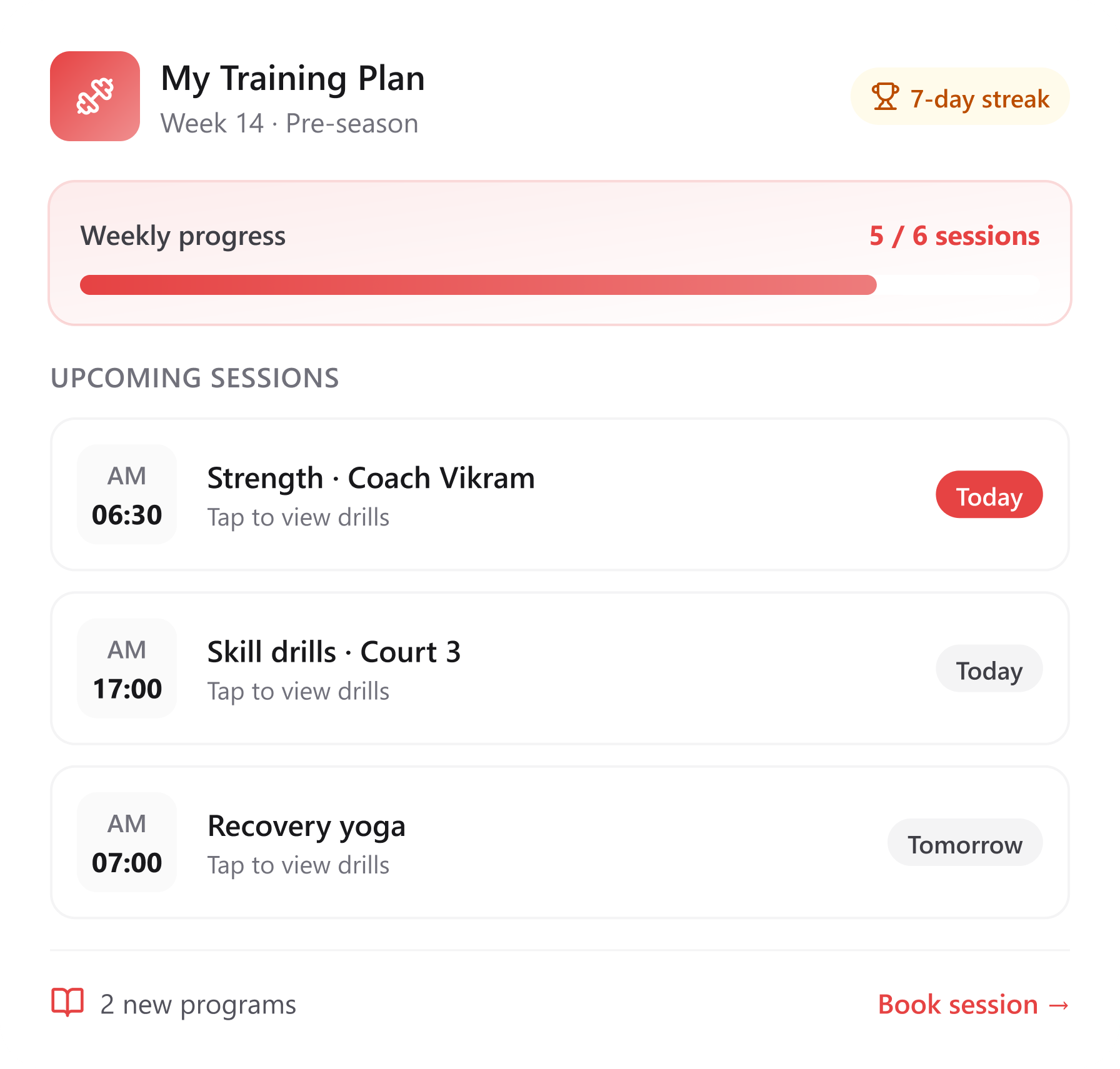 Athlete experience card